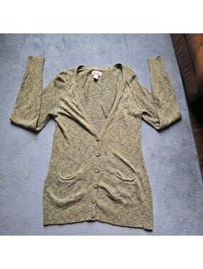 Vintage Y2K Mudd Olive Green Marled Knit Long Button Front Cardigan Sweater